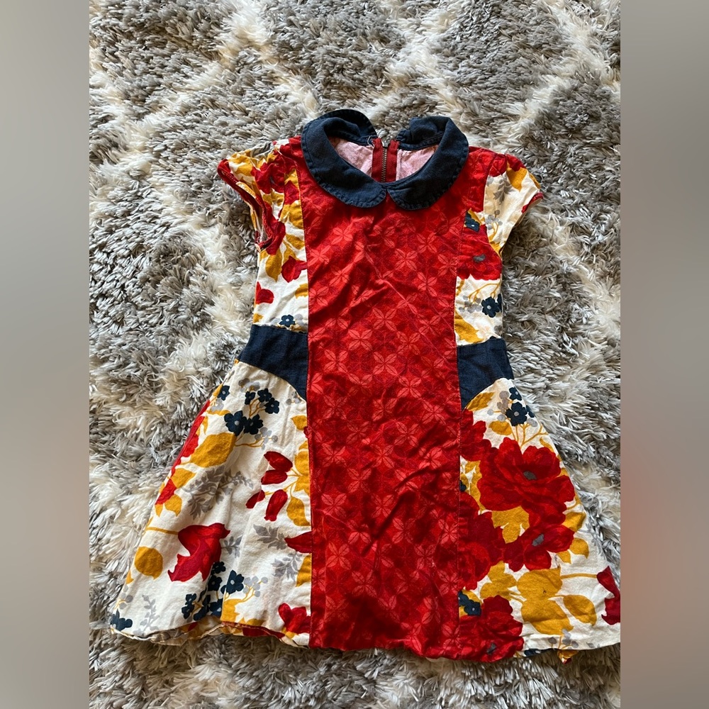 4T Toddler Girls Colorful Short Sleeve Zip Dress with Color